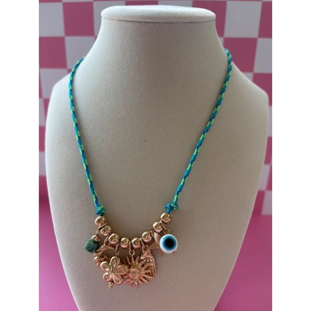 Blue and Gold Summery Necklace